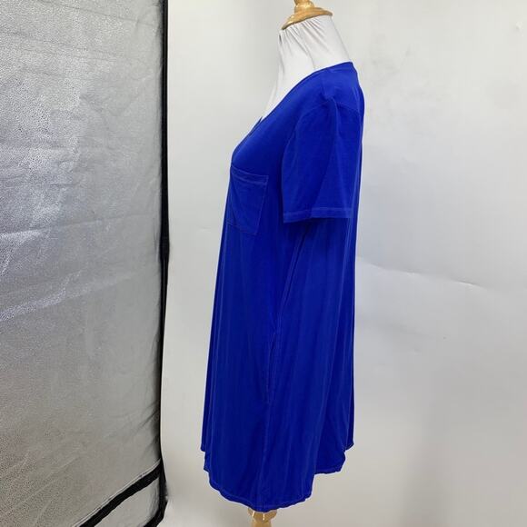 Splendid Tee Dress Womens S Small Royal Short Sleeve Chest Pockets Stretch Mini - Picture 4 of 11